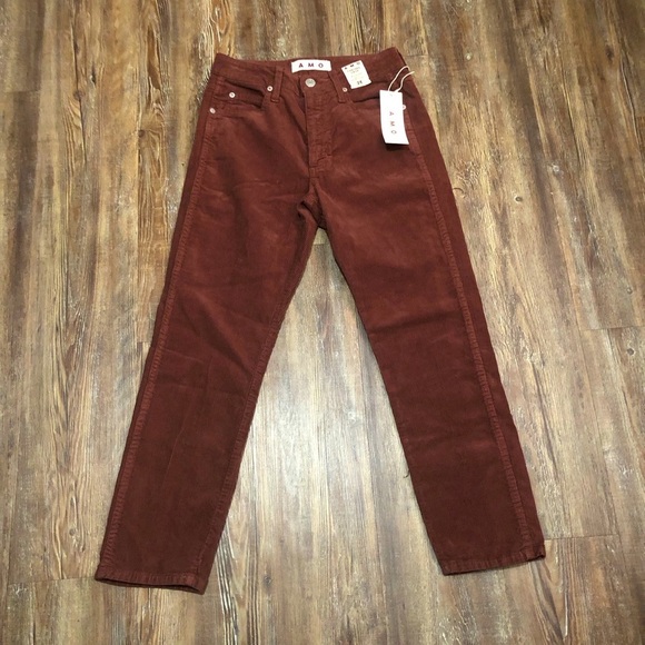 AMO Pants Women's 26 Chelsea Crop Relaxed High Rise Slim Fit Corduroy NWT - Picture 1 of 7